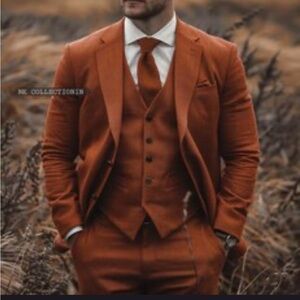 NY Collection Men's Burnt Orange Suit